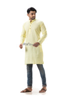 Men's Lemon Yellow Color Solid Punjabi (NS88)